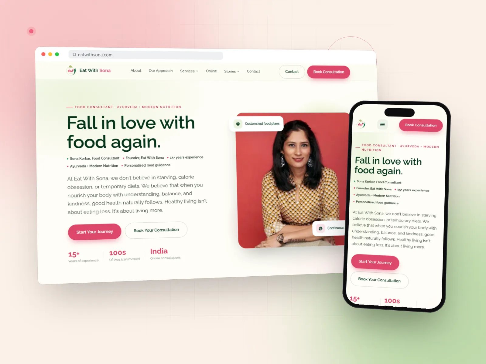 Eat With Sona website from the Gigmoz portfolio