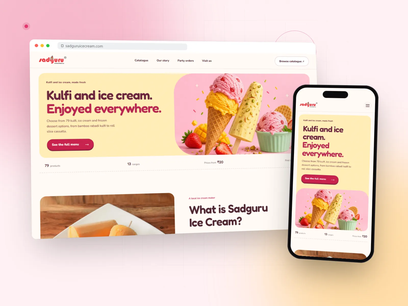 Sadguru Ice Cream website from the Gigmoz portfolio