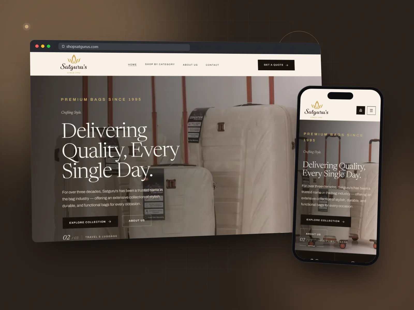 Satguru's website from the Gigmoz portfolio