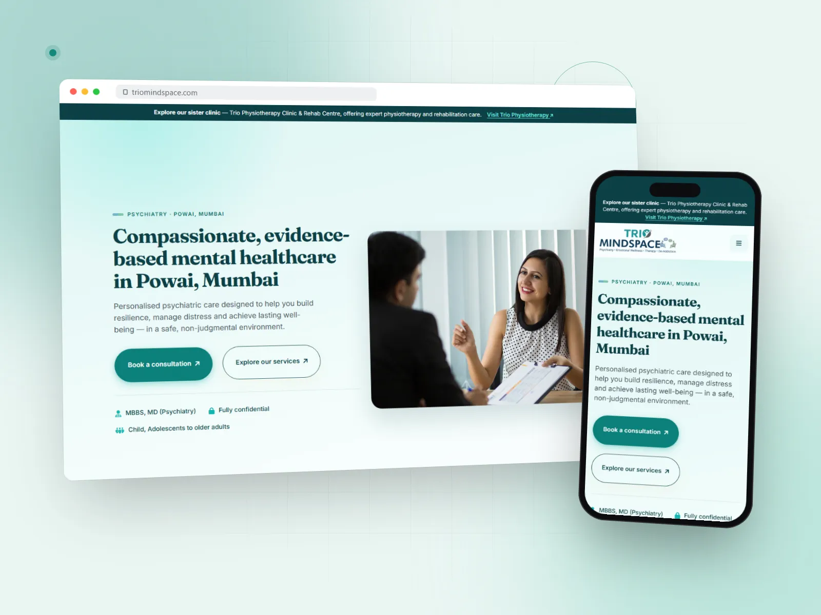 Trio Mindspace website from the Gigmoz portfolio