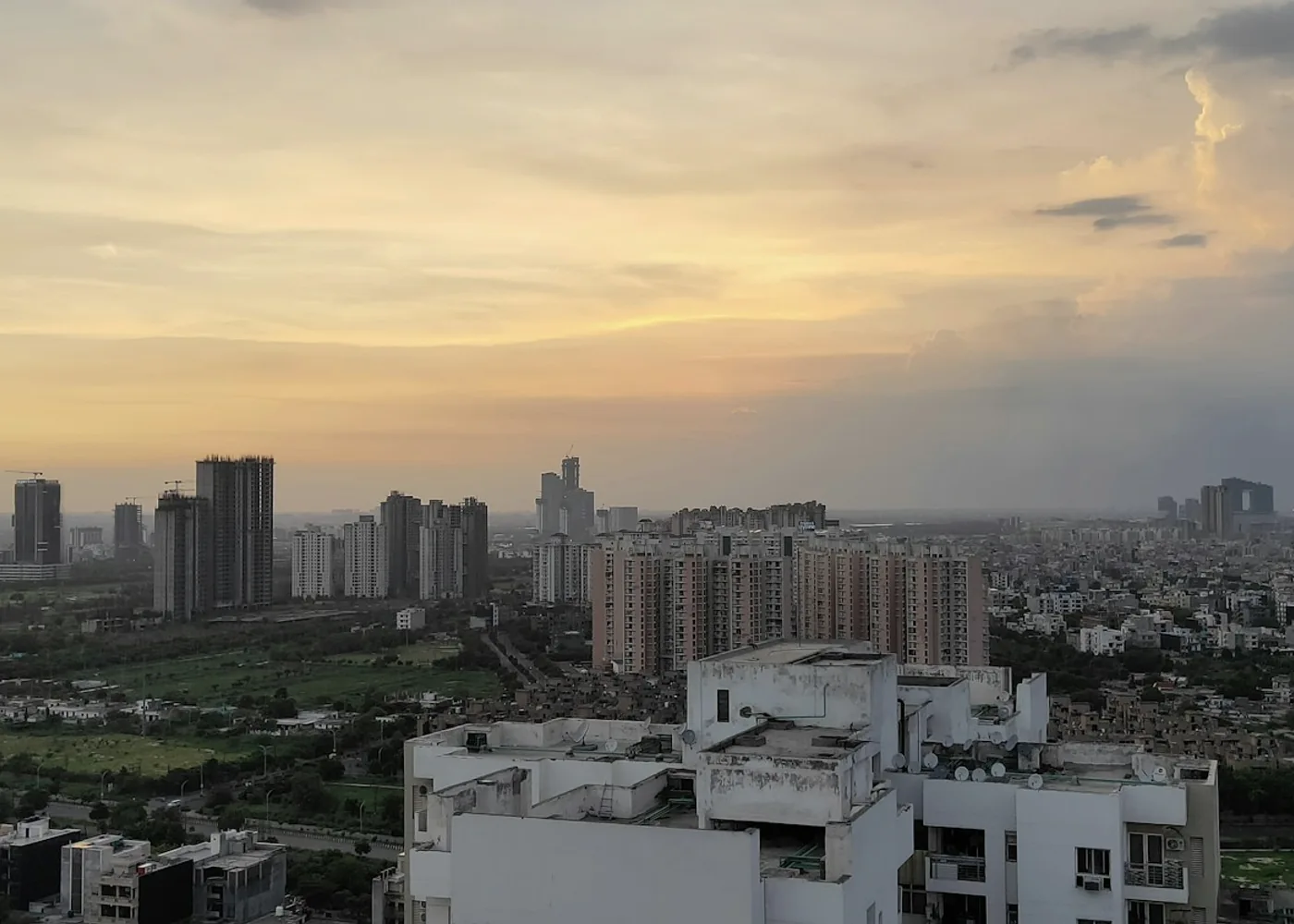 Pune city viewed from the Baner Pashan hill area at sunset