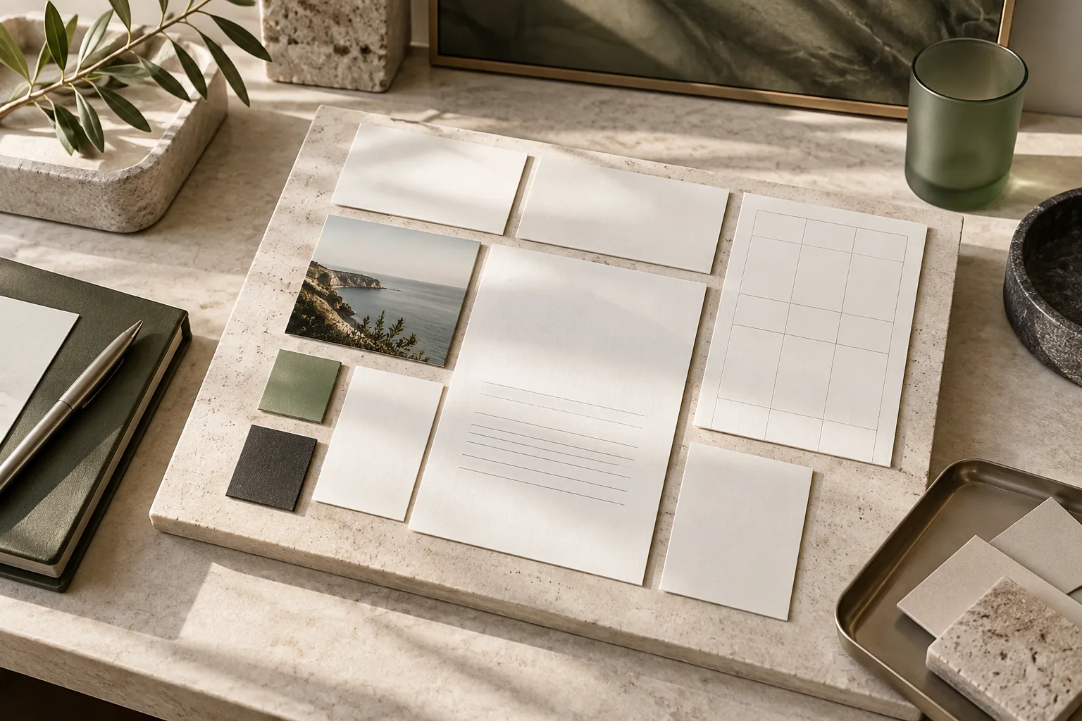 Modular editorial blocks and image tiles arranged into a publishing layout